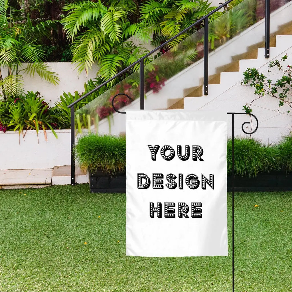 Colorful Sandy Beach custom garden flag for outdoor decor, featuring vibrant floral and nature design for garden decoration.