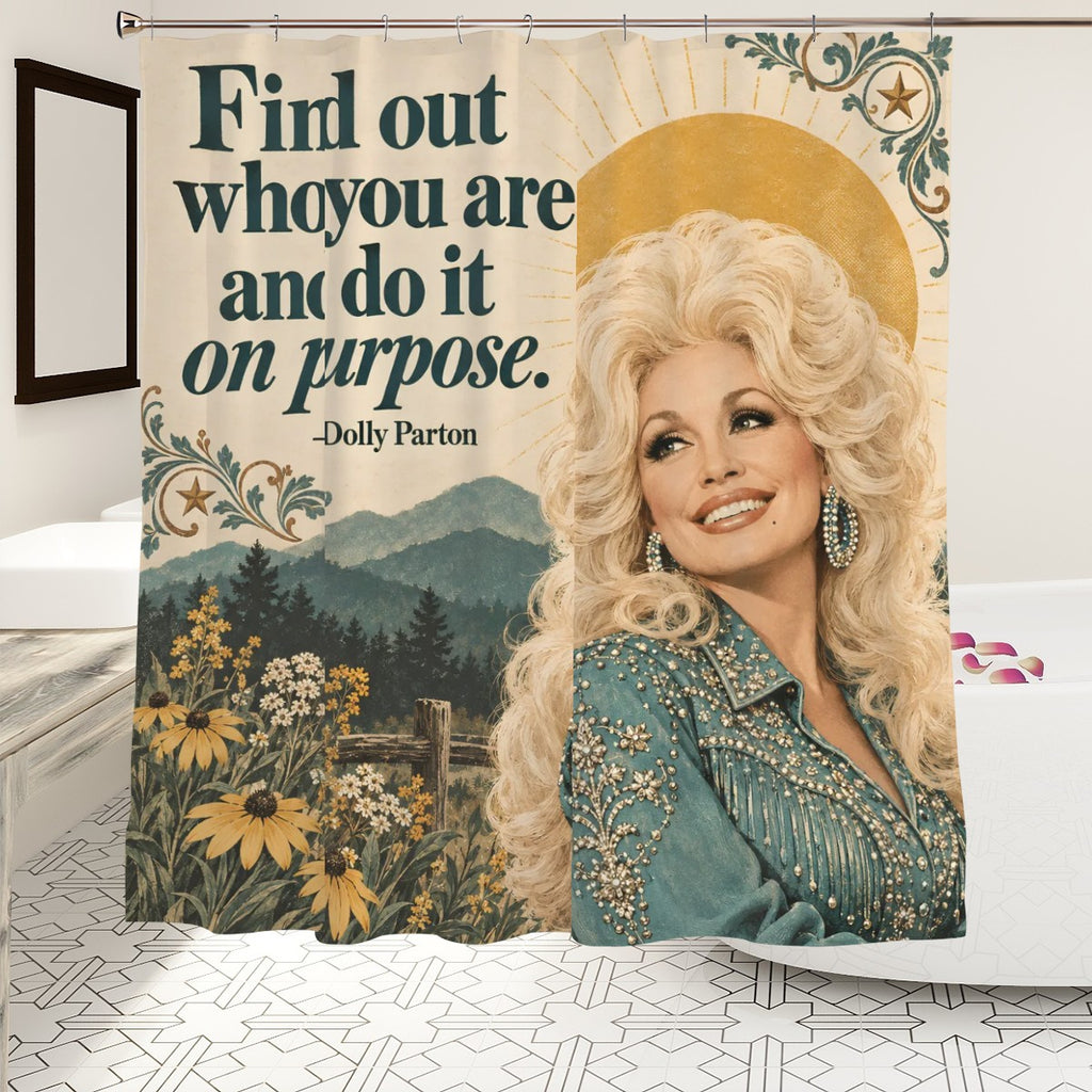 Country Queen Shower Curtain - 72" x 72" Retro Nashville Portrait Print