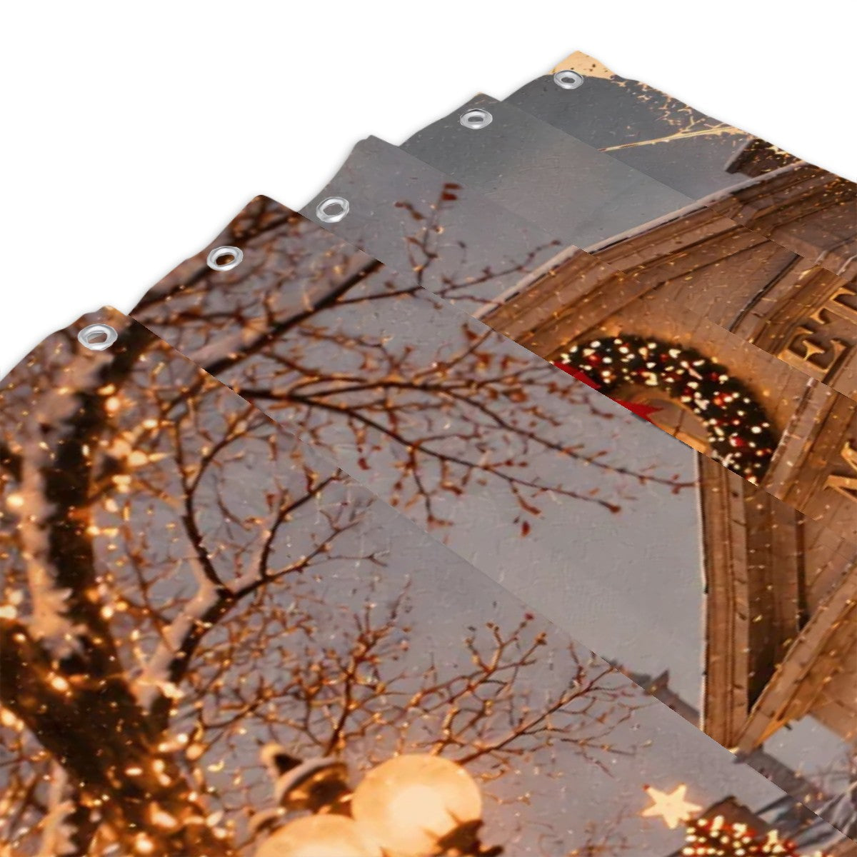 Boston Quincy Market Christmas Shower Curtain | Holiday Winter Scene
