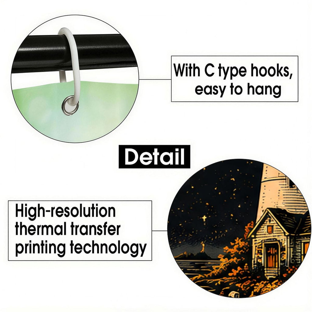 Detail view of C-type hooks for easy hanging and high-resolution thermal transfer printing.