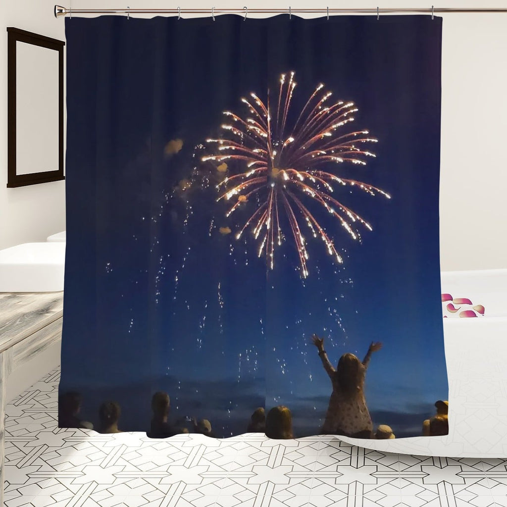 Fireworks Shower Curtain — Patriotic Celebration