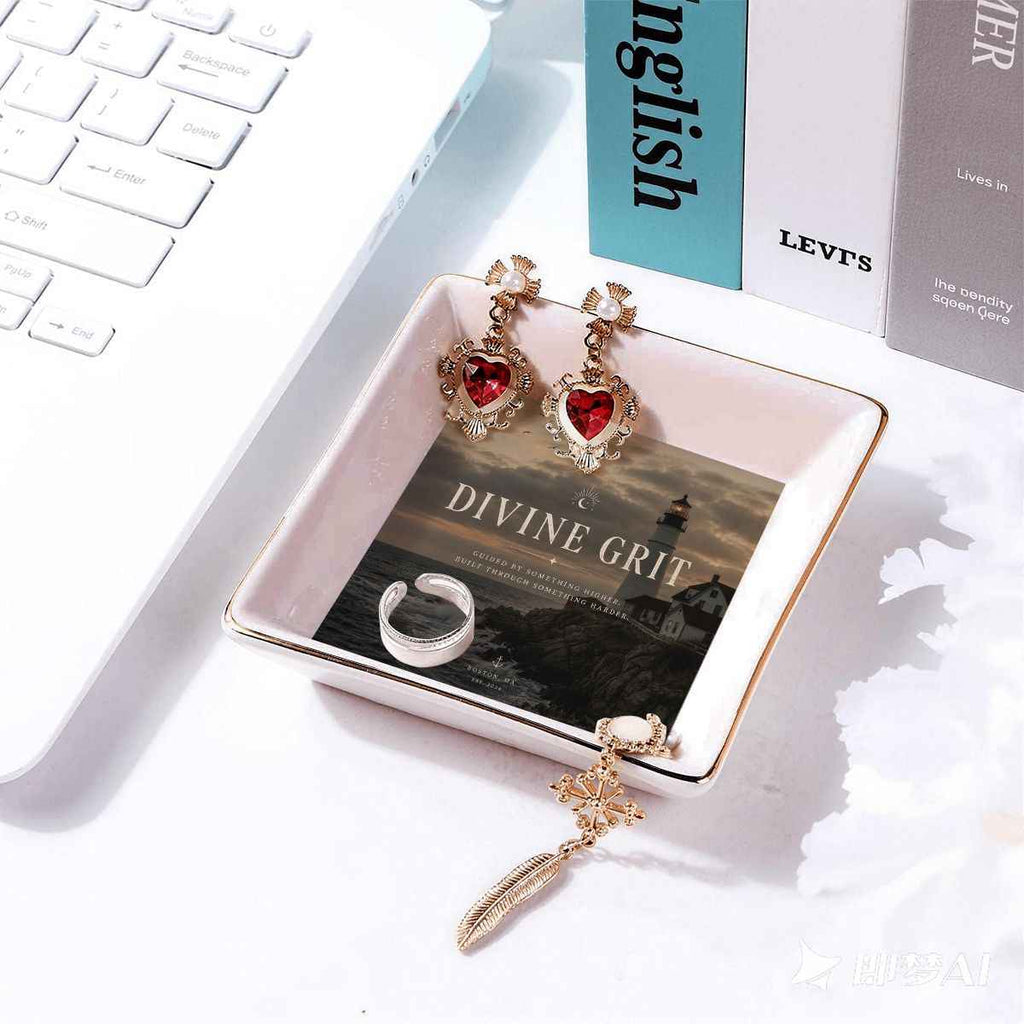 Gold Trim Jewelry Dish Divine Grit