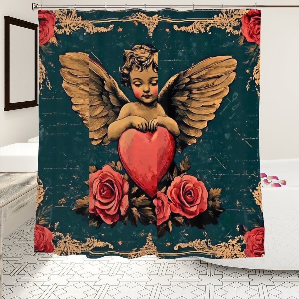Vintage Cherub & Roses Romantic Shower Curtain