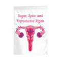 Reproductive Rights Uterus Garden Flag by Sandy Beach, featuring a colorful uterus design for garden decor.