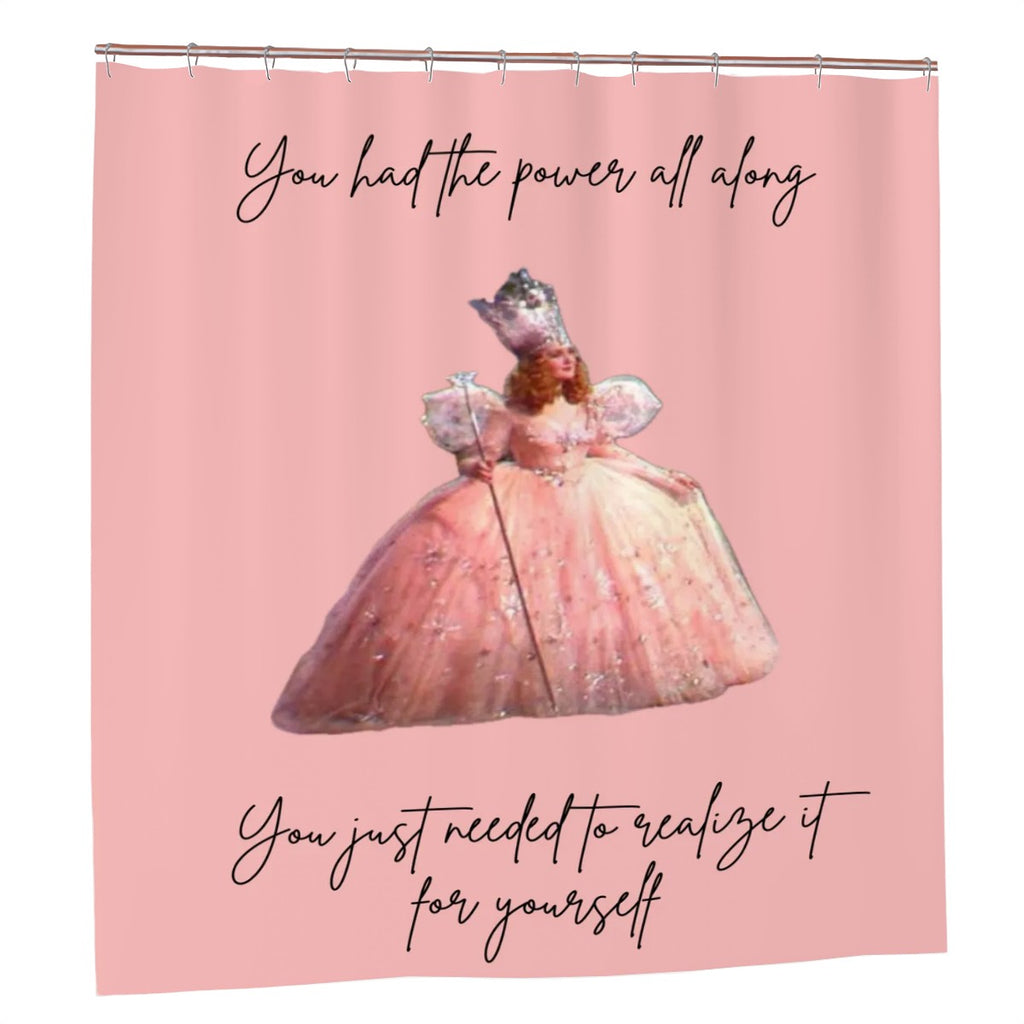 Sandy Beach "You Had the Power All Along" shower curtain with vibrant ocean-inspired design for bathroom decor.