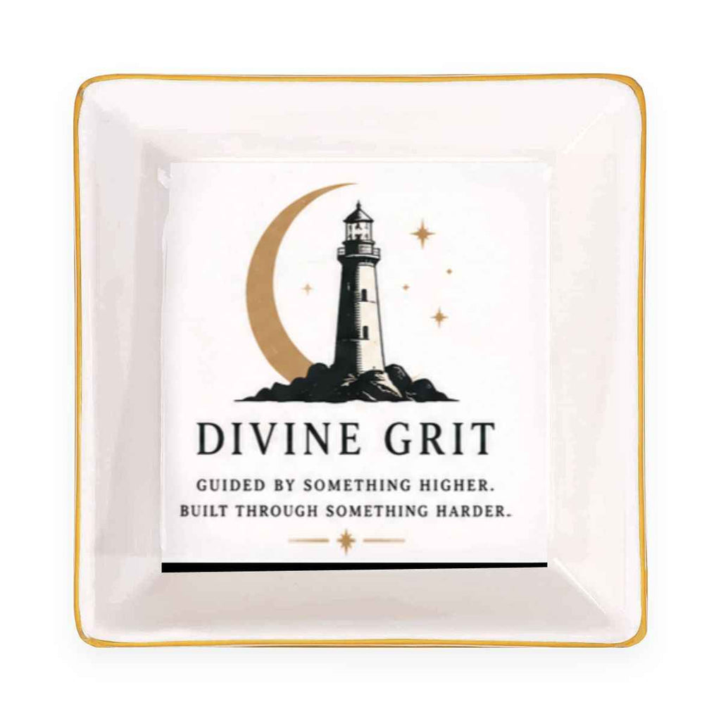 Gold Trim Jewelry Dish Divine Grit Lighthouse