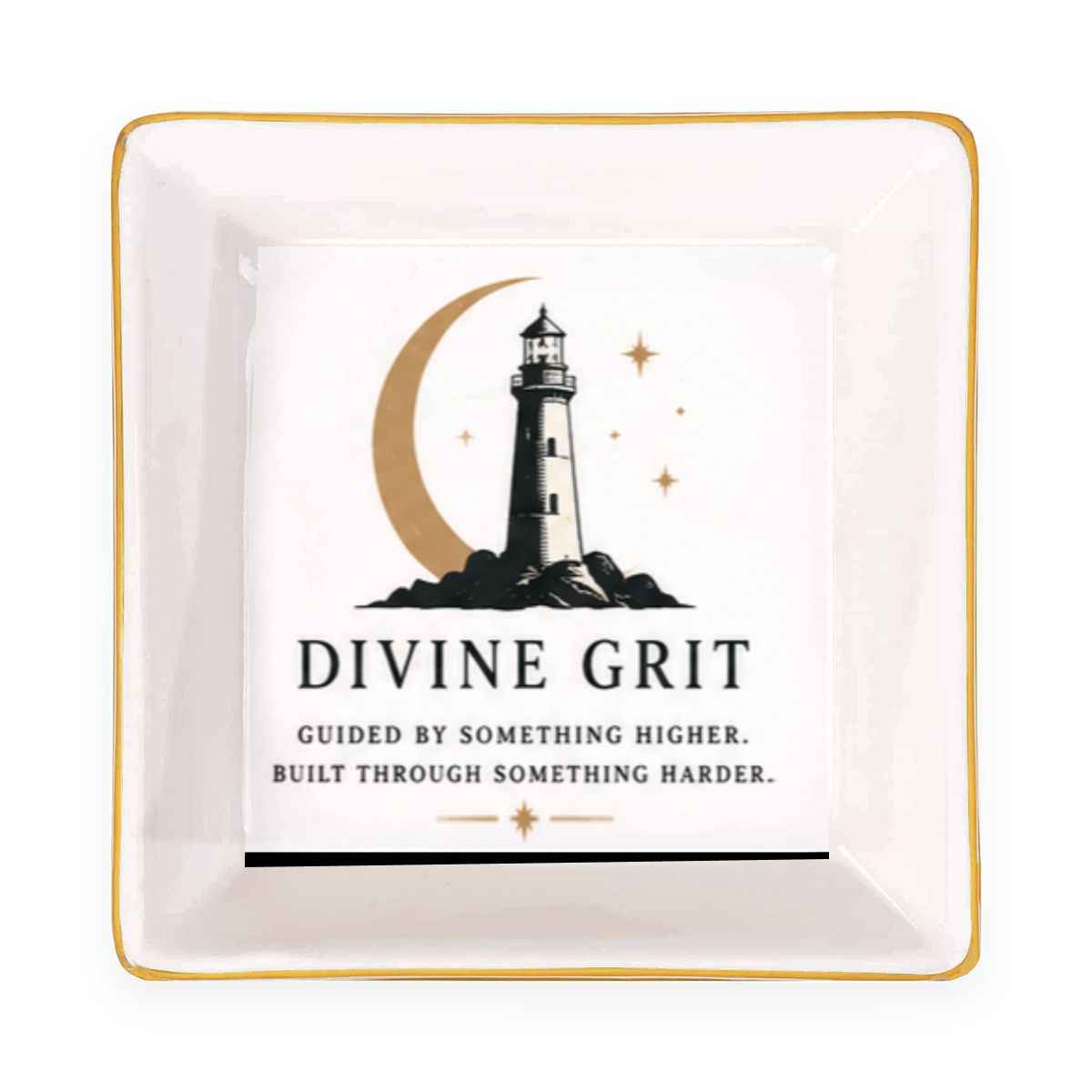 Gold Trim Jewelry Dish Divine Grit Lighthouse