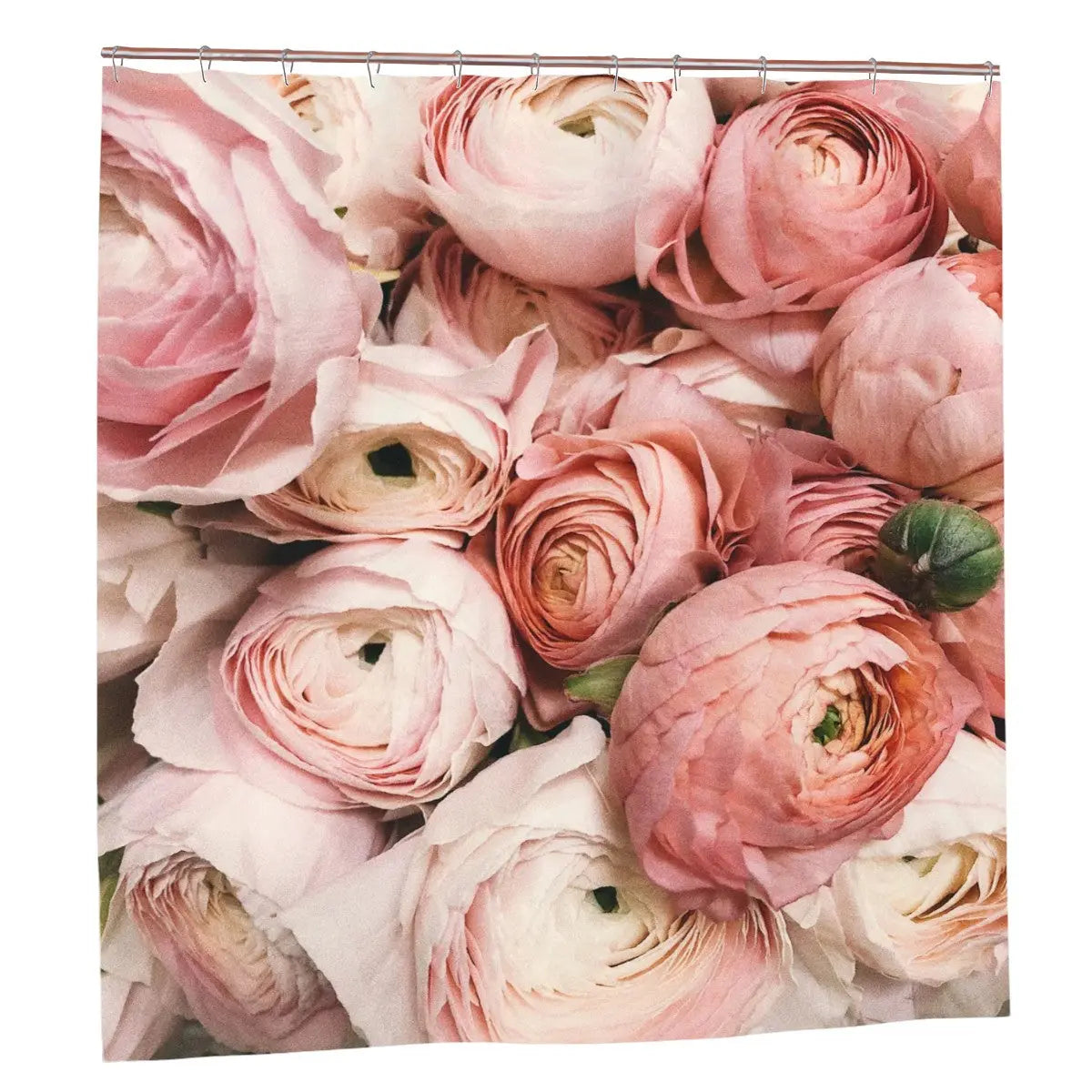 Pink Ranunculus Floral Shower Curtain Sandy Beach
