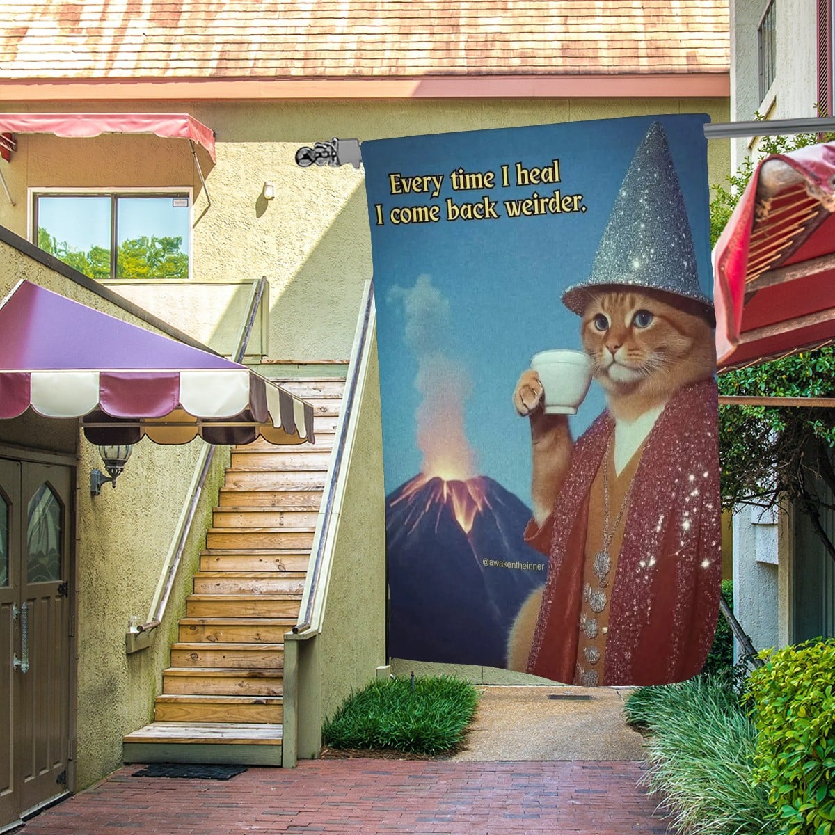 Wizard Cat with Tea Garden Flag