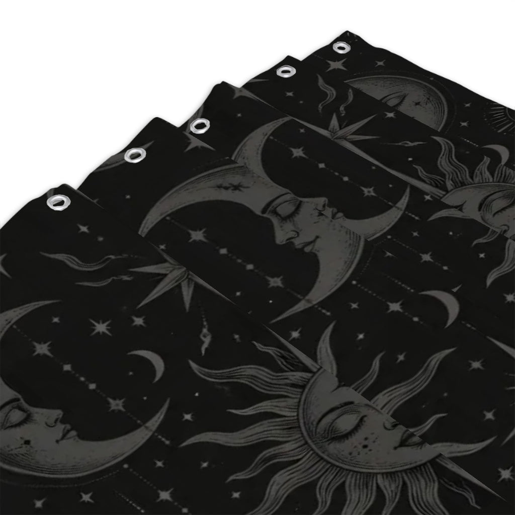 Celestial Moon Phases Shower Curtain - 72" x 72" Black Mystic Bathroom Decor