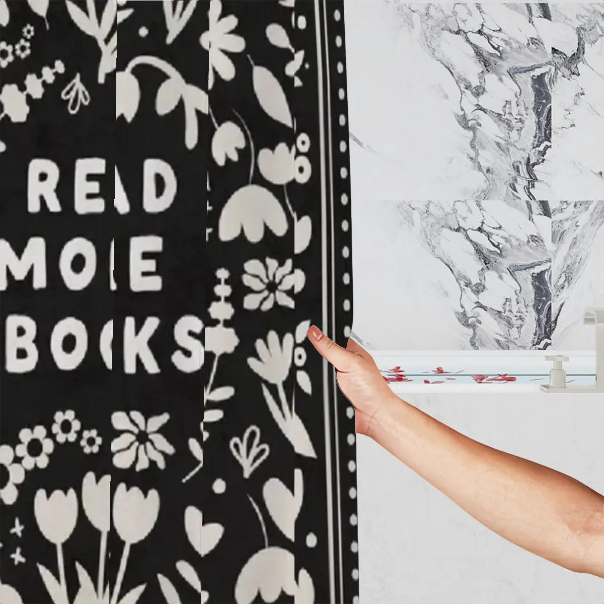 Read More Books Shower Curtain Sandy Beach