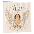 Sandy Beach bathroom decor shower curtain with ocean-inspired design, hanging on a rod in a modern bathroom setting