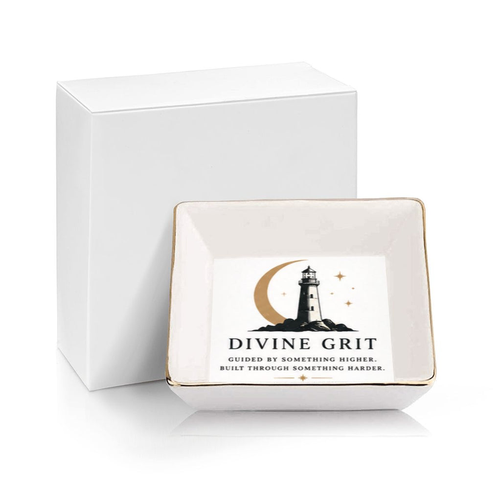 Gold Trim Ceramic Jewelry Dish — Divine Grit Lighthouse