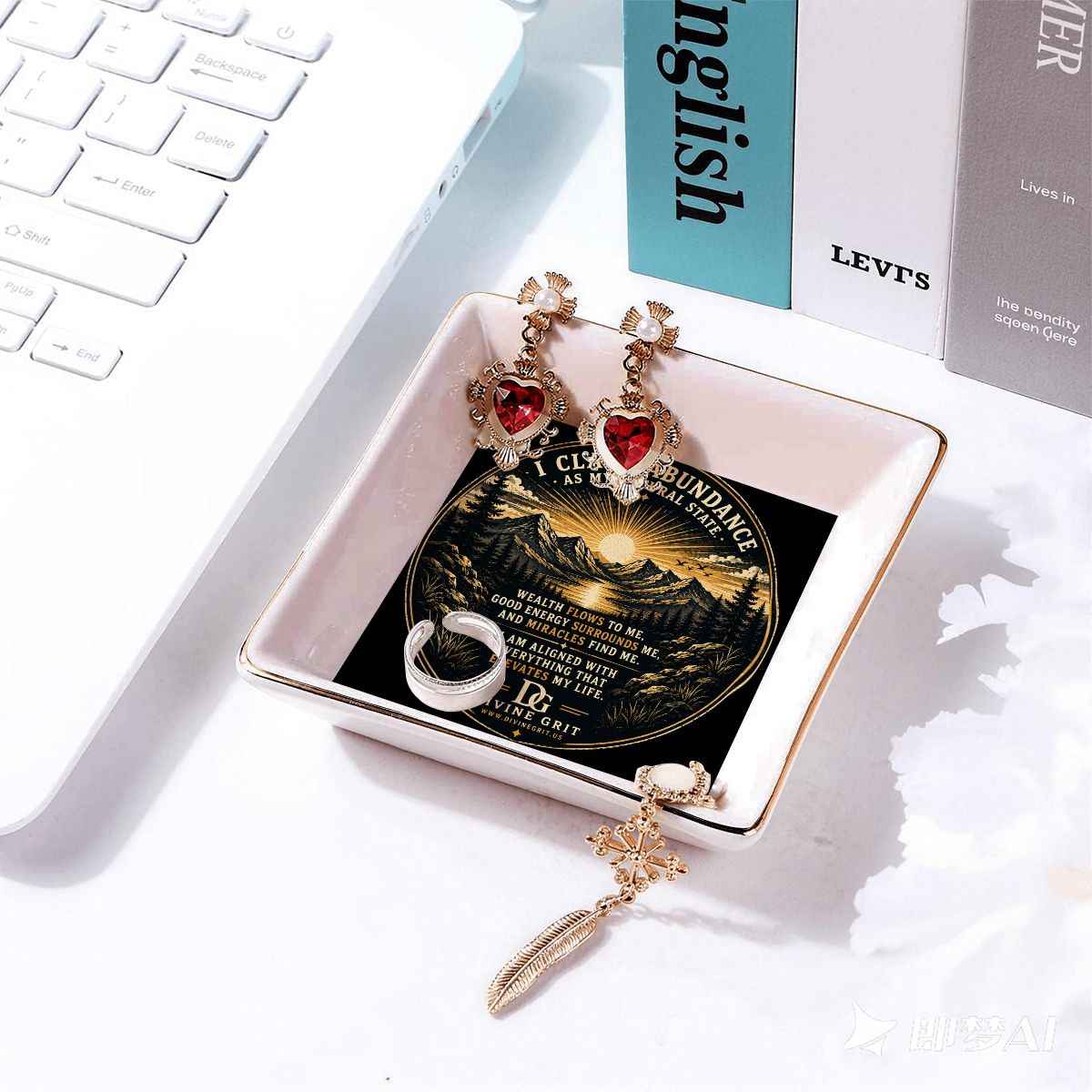 Gold Trim Jewelry Dish abundance