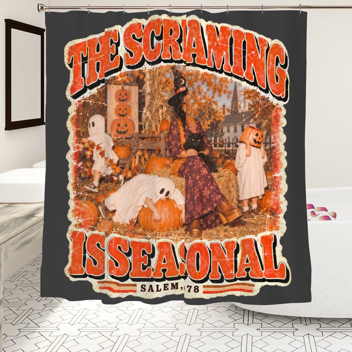 The Screaming Is Seasonal Shower Curtain - 72" x 72" Funny Halloween Decor