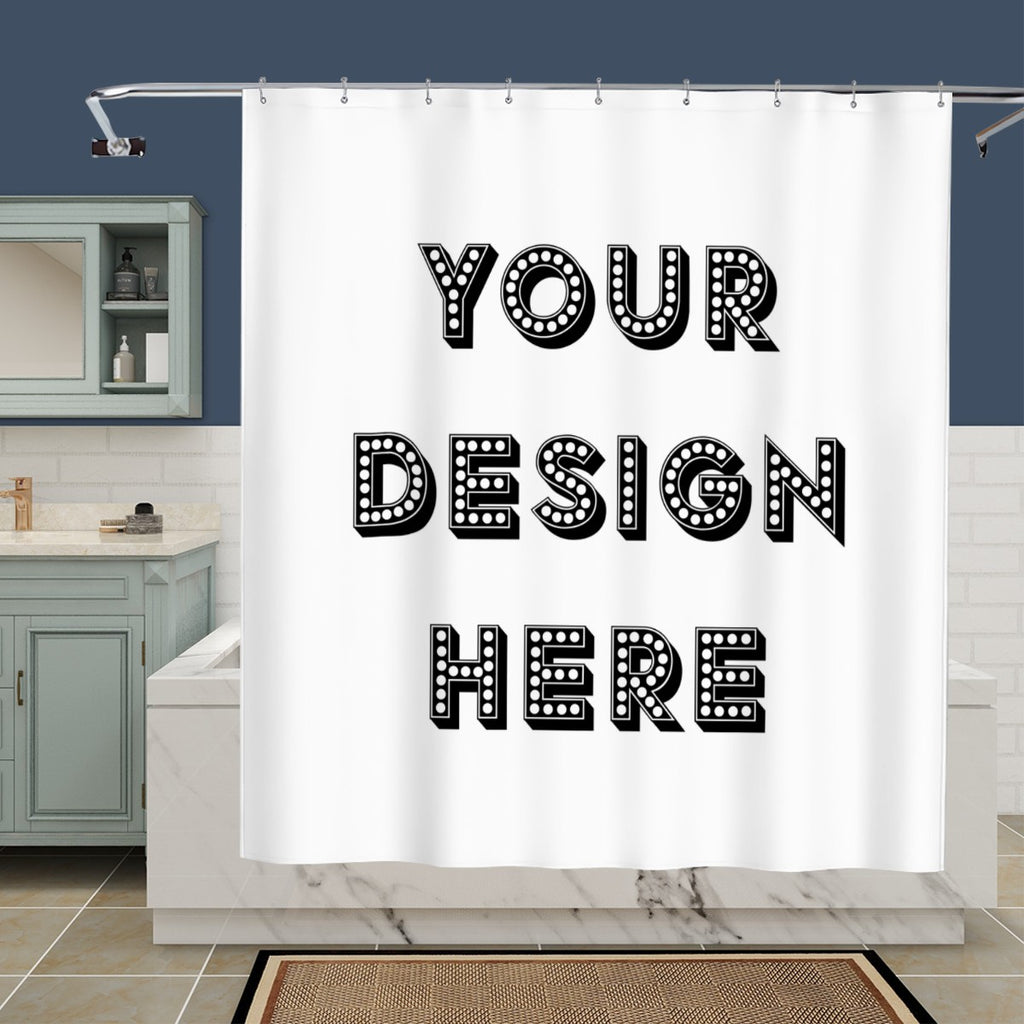 Sandy Beach Your Design Shower Curtain with ocean-inspired pattern, ideal for bathroom decor to add a coastal touch.