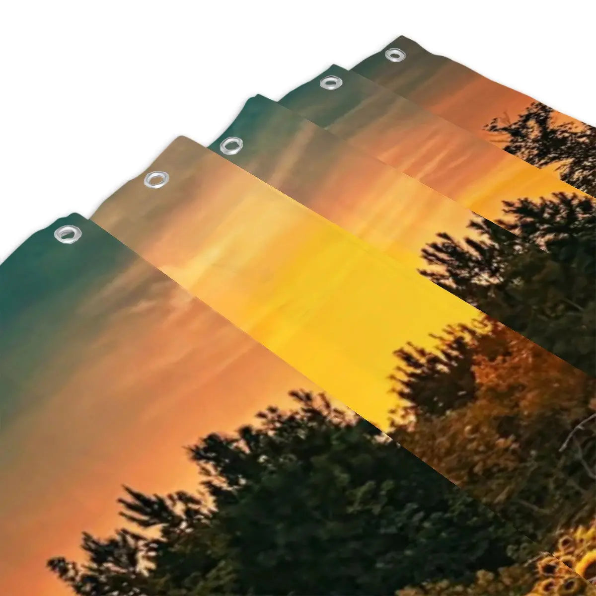 Sunflower Field Sunset Shower Curtain Sandy Beach