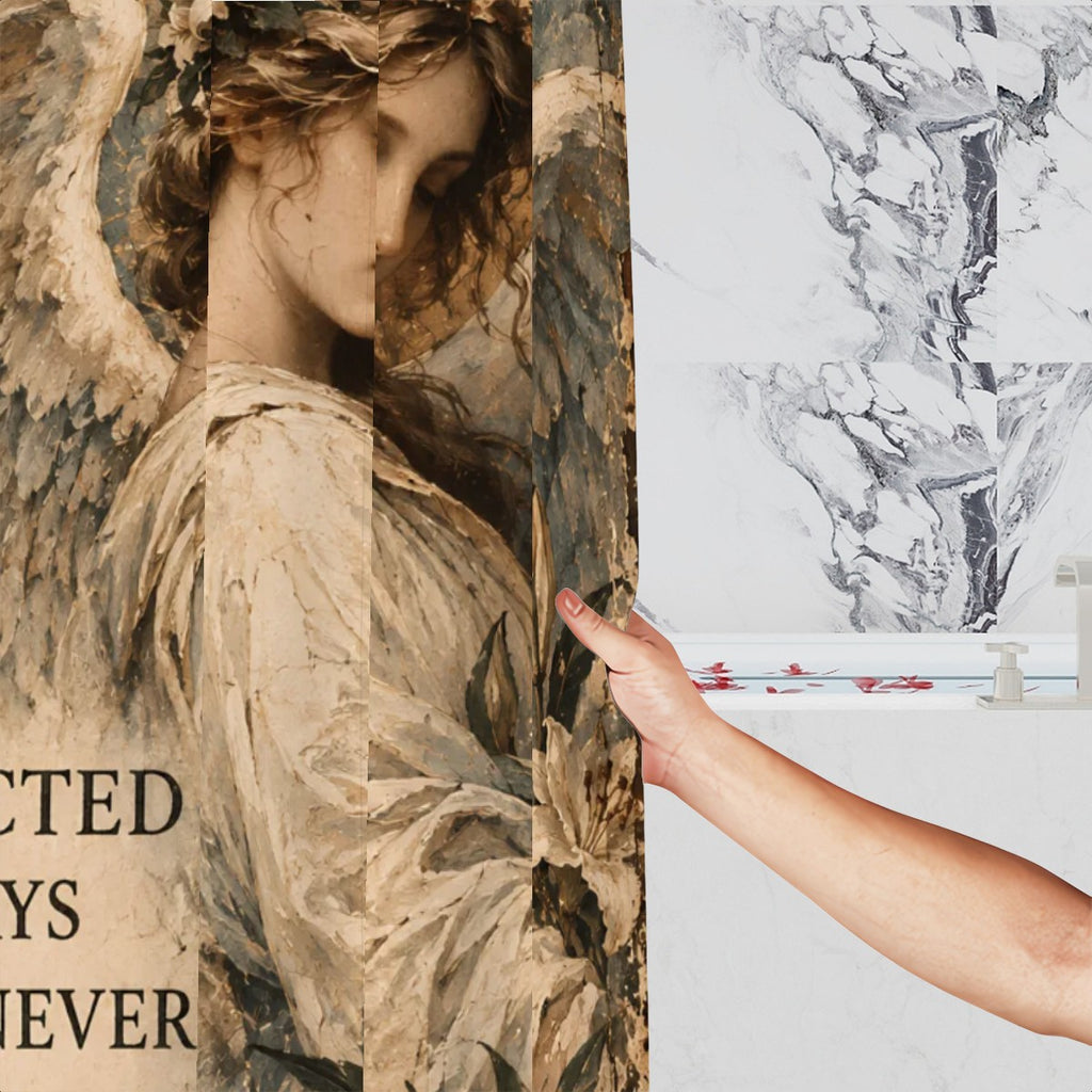 Protected by Angels Shower Curtain - 72" x 72" Vintage Spiritual Art