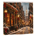 Boston North End Christmas Shower Curtain | Snowy Holiday Street