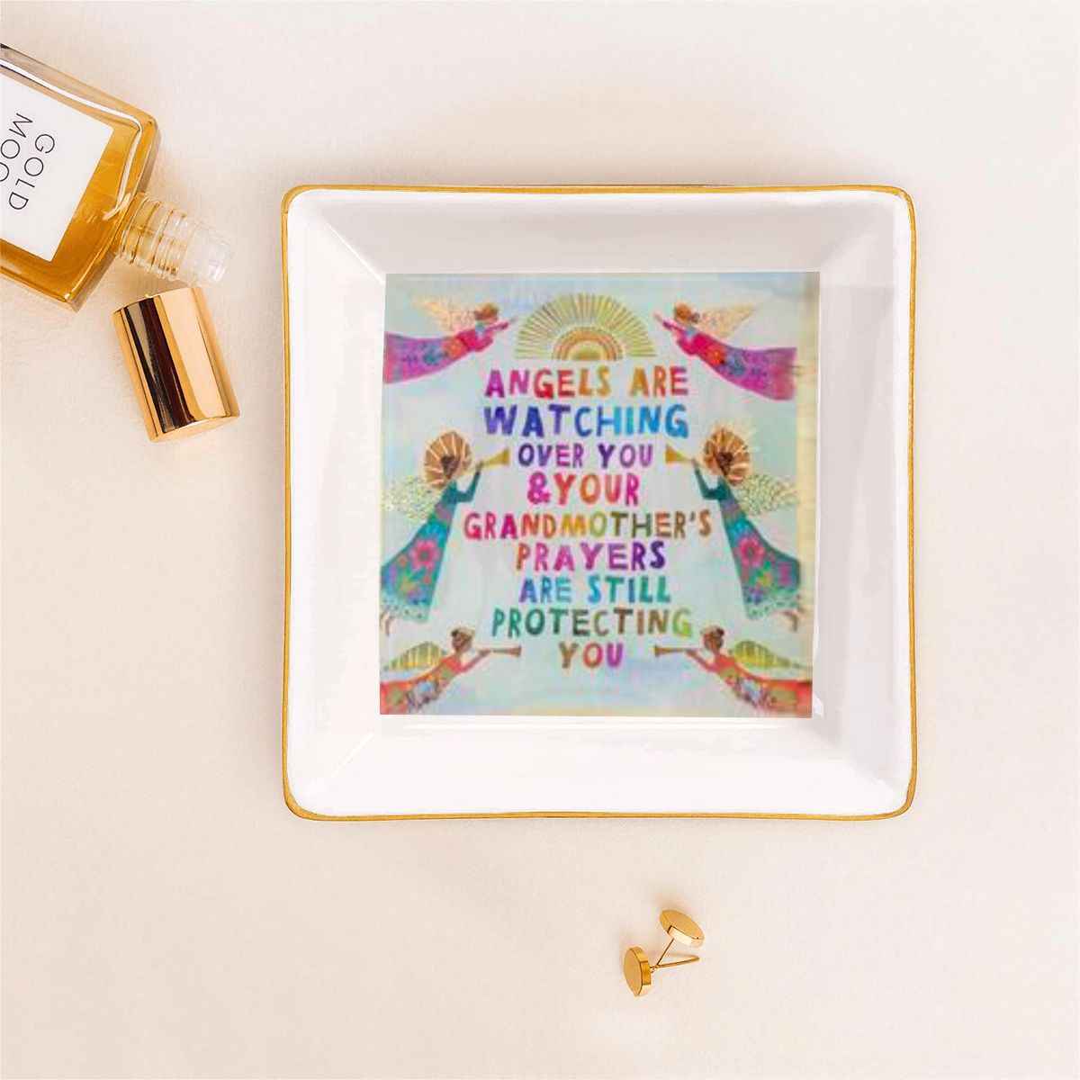 Gold Trim Jewelry Dish grandmas prayers
