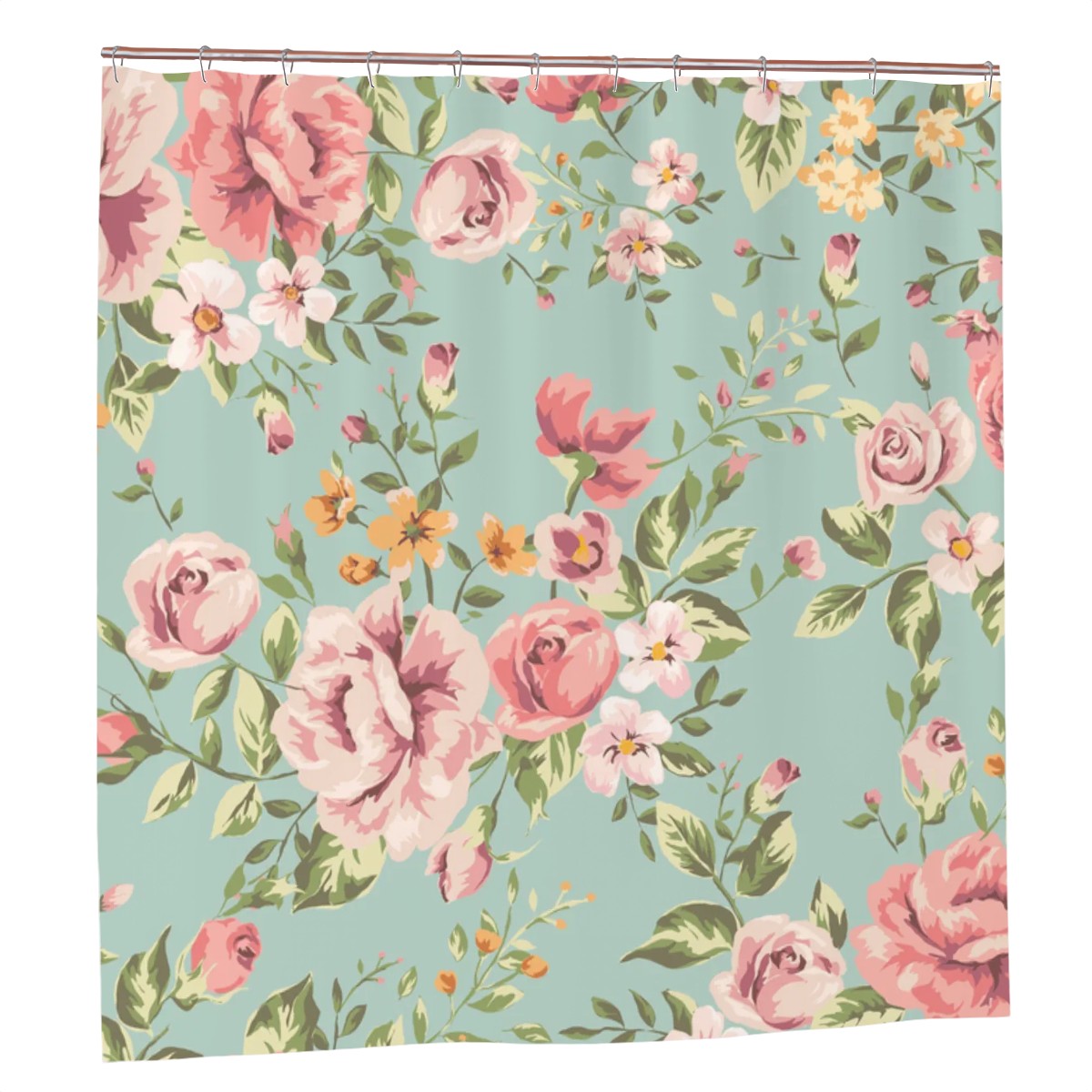 Vintage Floral Rose Pattern Shower Curtain
