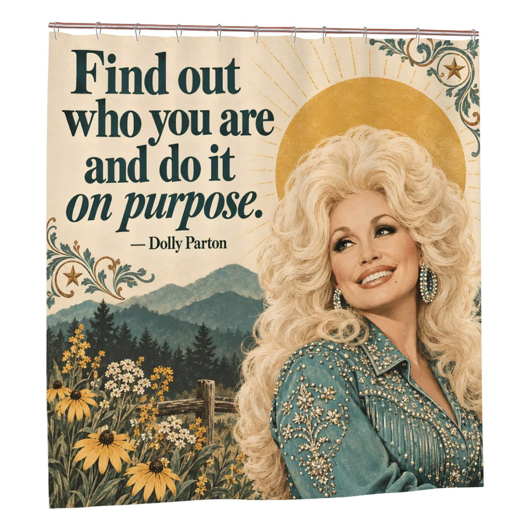 Country Queen Shower Curtain - 72" x 72" Retro Nashville Portrait Print