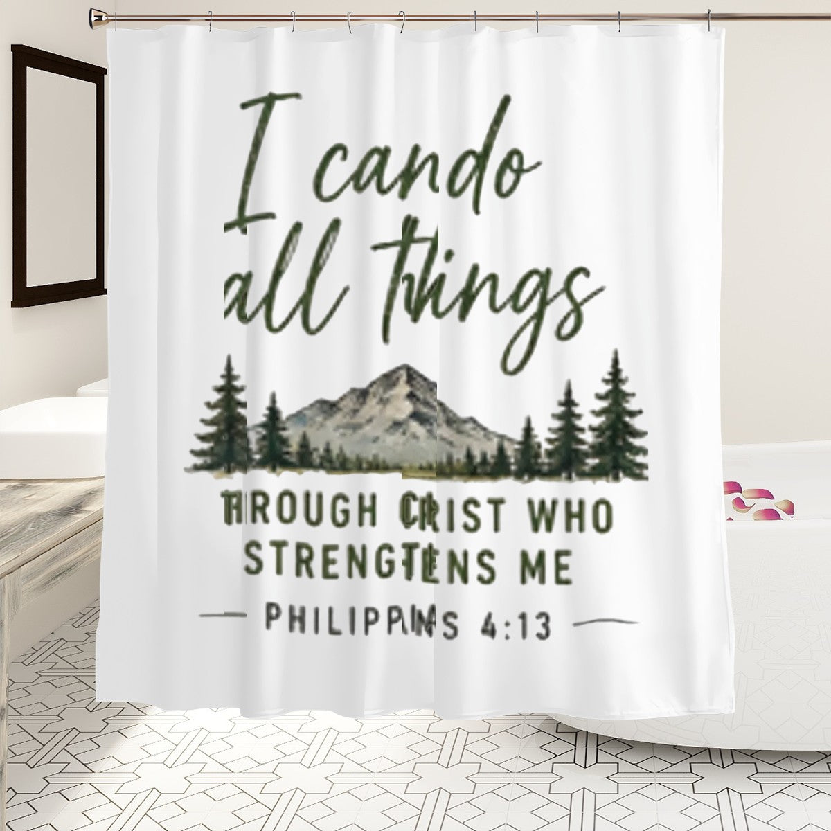 Sandy Beach bathroom decor shower curtain featuring a relaxing beach scene with waves and sandy shores.