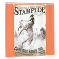 Stampede Rodeo Poster Shower Curtain by Sandy Beach featuring a vibrant rodeo scene for bathroom decor.