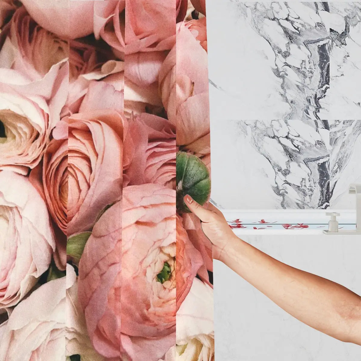 Pink Ranunculus Floral Shower Curtain Sandy Beach