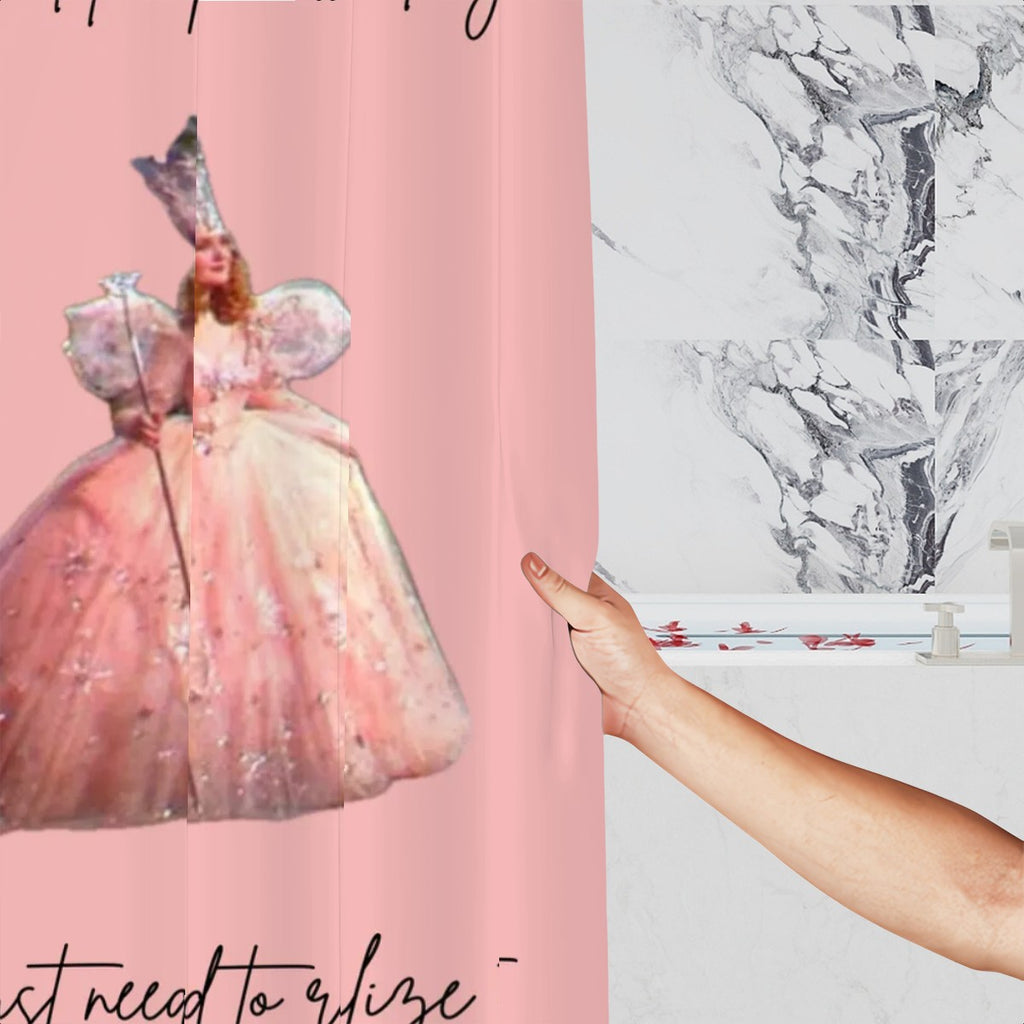 Sandy Beach "You Had the Power All Along" shower curtain featuring empowering bathroom decor with vibrant ocean-inspired design.