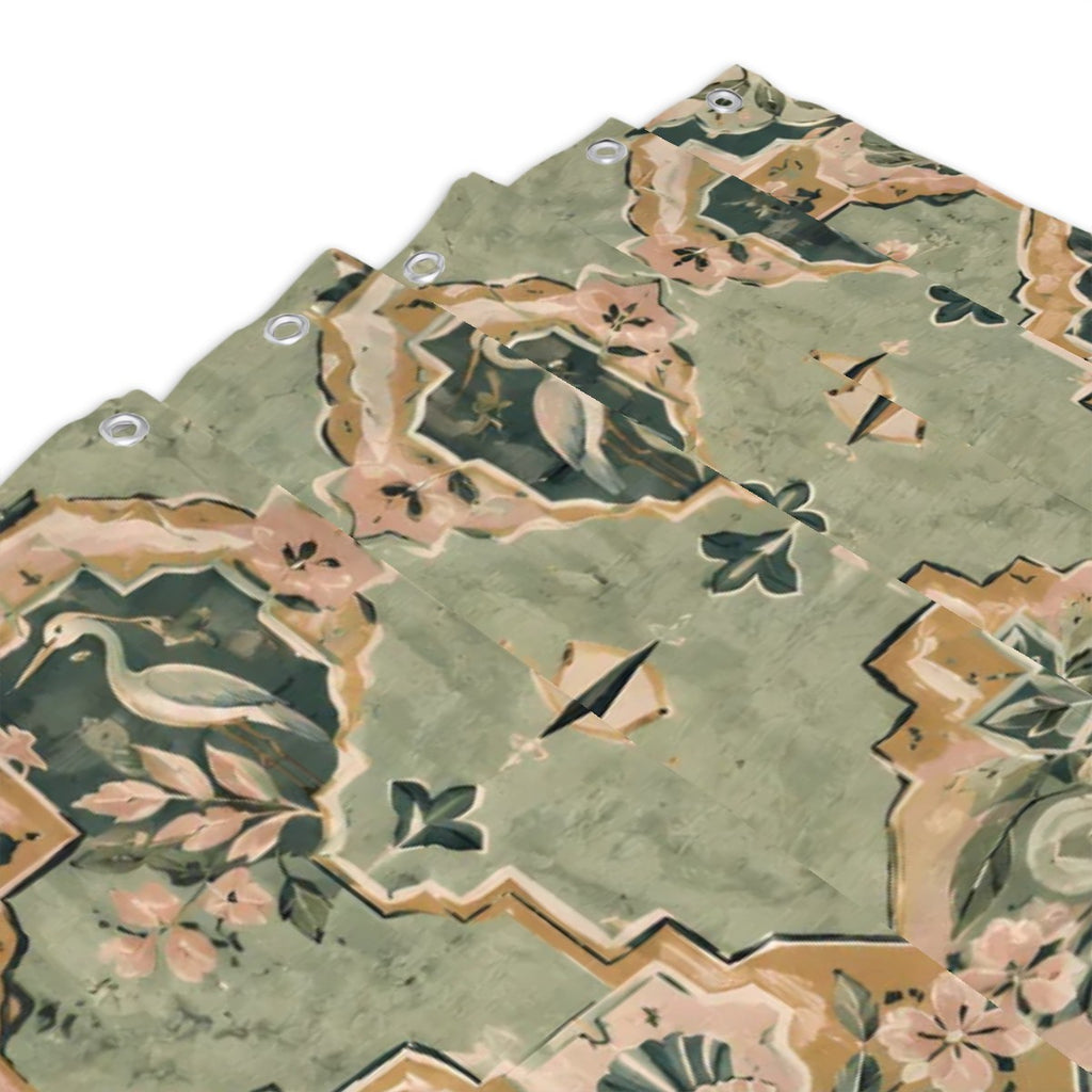 Vintage Chinoiserie Medallion Shower Curtain - 72" x 72" Sage Green