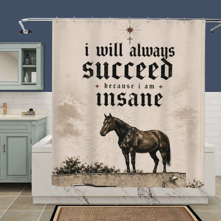 Divine Grit Shower Curtain – Guided by Something Higher Built Through Something Harder Lighthouse Bathroom Decor