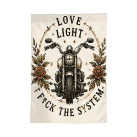 Love, Light, F*ck the System Garden Flag – Cowgirl Western Sunset Outdoor Decor