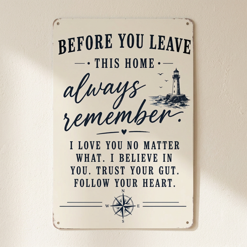 Lighthouse tin sign close-up wall mockup